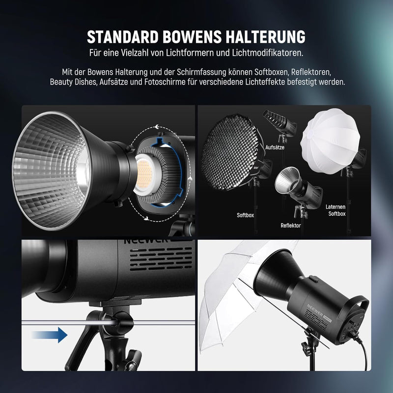 NEEWER CB100C 130w RGB LED Videoleuchte, COB Dauerlicht mit APP/2,4G Steuerung, Videolicht 360° Voll