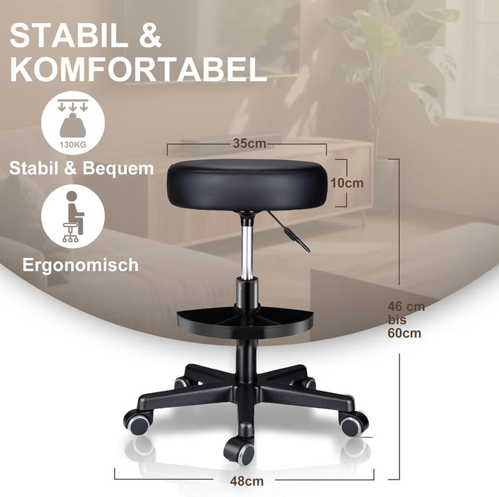 Zedelmaier Rollhocker höhenverstellbar, Bürohocker mit Gummirollen, 360° drehbar Hocker mit Rollen &