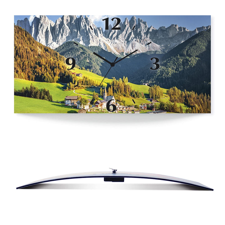 ARTLAND Wanduhr ohne Tickgeräusche Alu Funkuhr lautlos 60x30 cm Rechteckig Landschaftsbilder Natur B