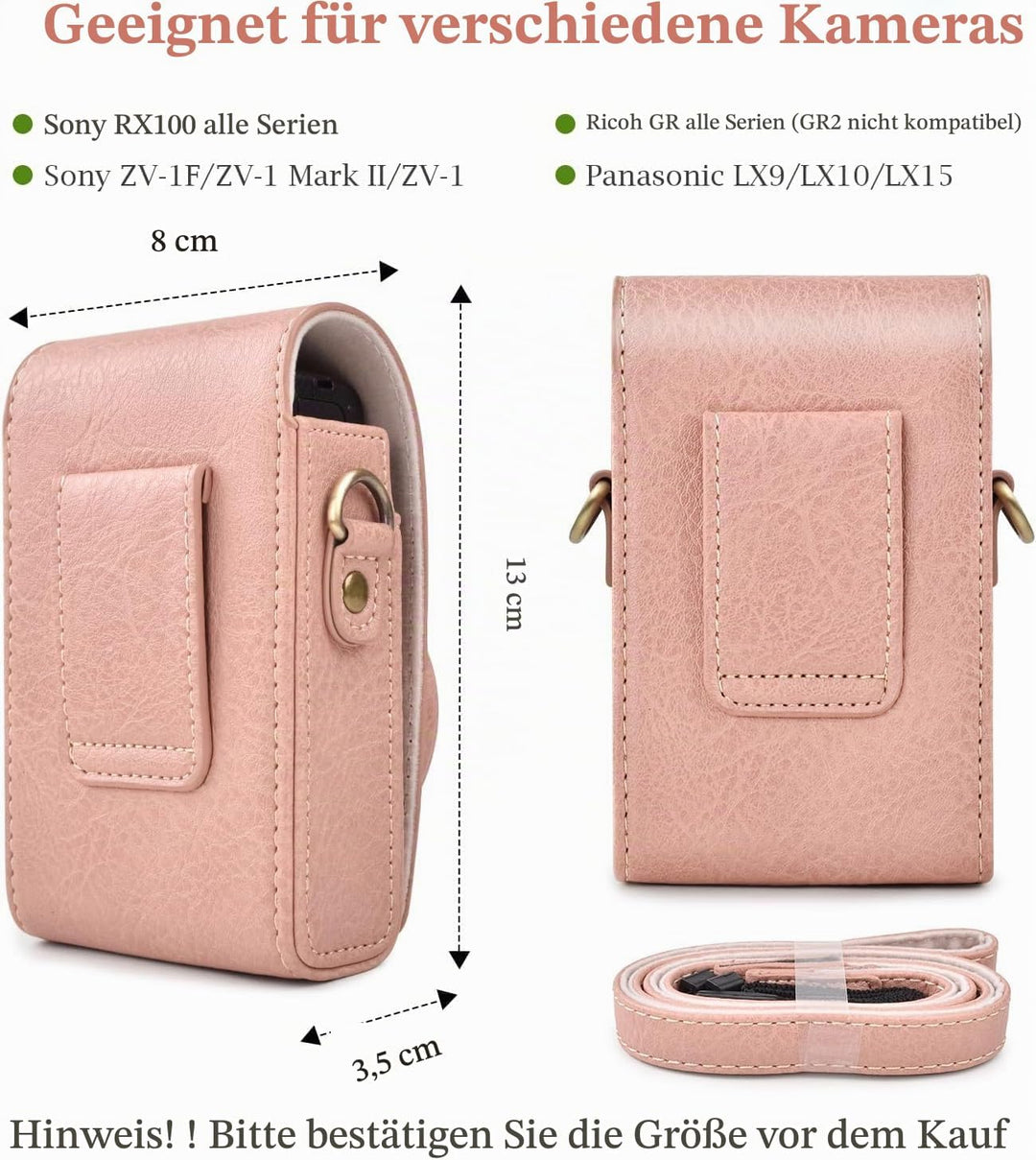 Rieibi Kameratasche für Sony RX100-Serie – Retro-Ledertasche für Sony ZV1F/ZV1/Ricoh GR IIIx/Ricoh G