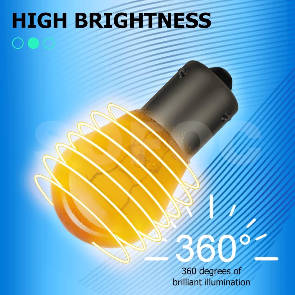 SOFOC PY21W 12V 21W BAU15S Amber Gelb Blinker Kontrollleuchte 150°-Offset-Stift Einfachkontakt/Strah