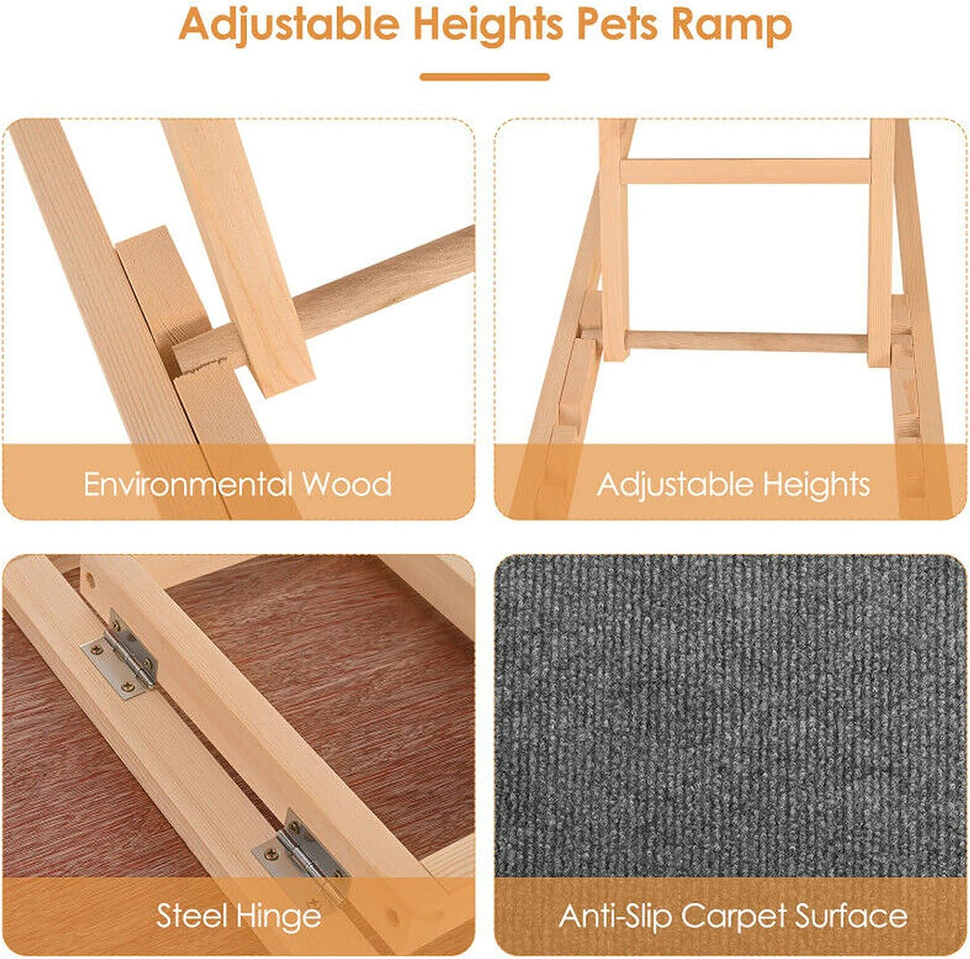 Hunderamp Holz Dog Ramp Indoor &amp; Outdoor, aus Echtholz, mit 2 Höhenverstellbar und Rutschfestem Tepp