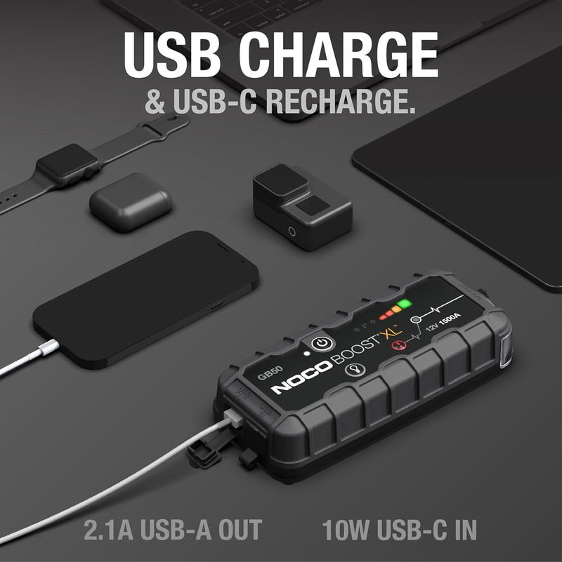 NOCO Boost XL GB50 1500A 12V UltraSafe Starthilfe Powerbank, Auto Batterie Booster, Tragbare USB Lad