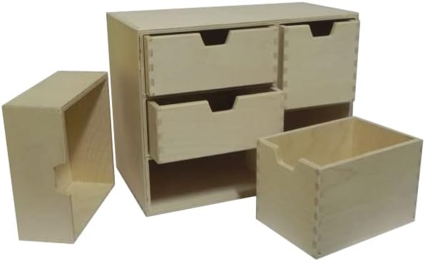 Wooden World Aufbewahrungsbox aus schlichtem Holz mit 5 Schubladen