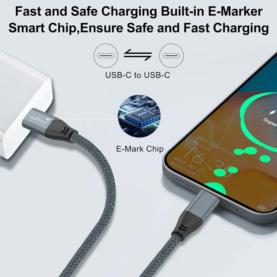 Twozoh 4K USB C Kabel 100W 4,5M (All-in-One), USB 3.2 Gen 2 X 2 20Gbps USB C 3.1 TypeC PD Schnelllad