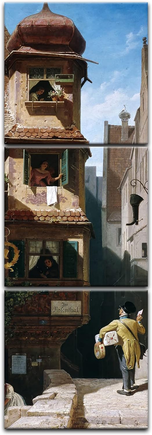 Bilderdepot24 Bild auf Leinwand | Carl Spitzweg Der Briefbote im Rosenthal in 30x90 cm mehrteilig al