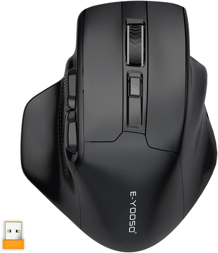 E-Yooso kabellose Maus für Mittelgrosse bis Grosse Hände, ergonomische Funk-Computermaus, 6 Tasten,