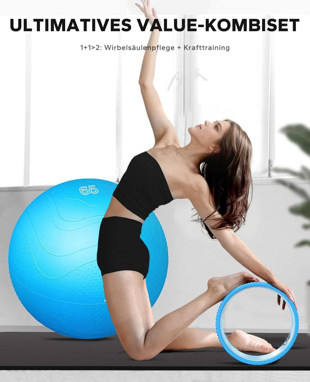 HAPBEAR Yoga Rad Set – 30 cm PP Kern für Wirbelsäulen-Alignment, Rückenschmerzen lindern & Core-Stär