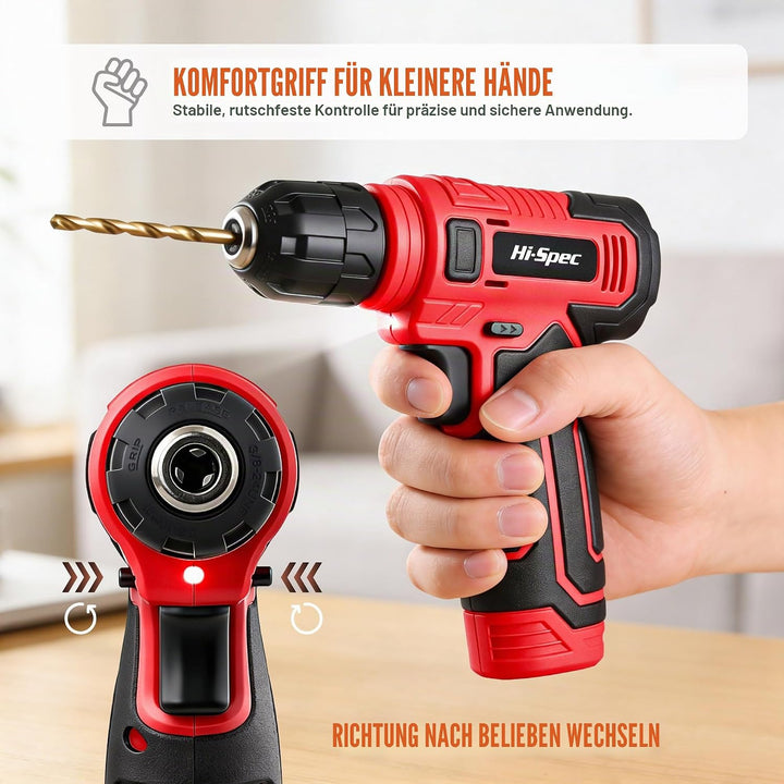 Hi-Spec 8V USB Akku-Bohrschrauber-Set mit Bohrerbits, Kabelloser &amp; Wiederaufladbarer Elektroschraube