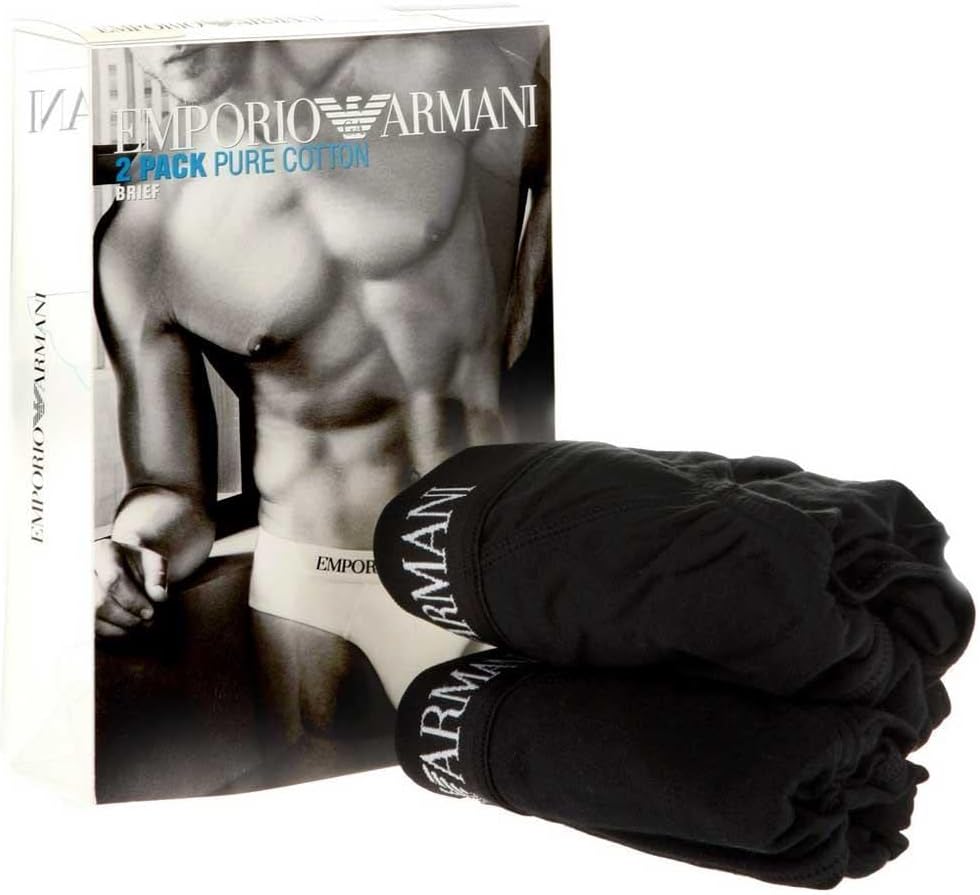 Emporio Armani Herren Slip (2er Pack) S Black/Black, S Black/Black
