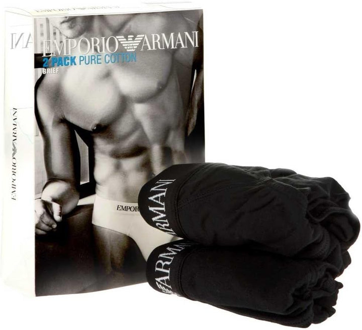 Emporio Armani Herren Slip (2er Pack) S Black/Black, S Black/Black