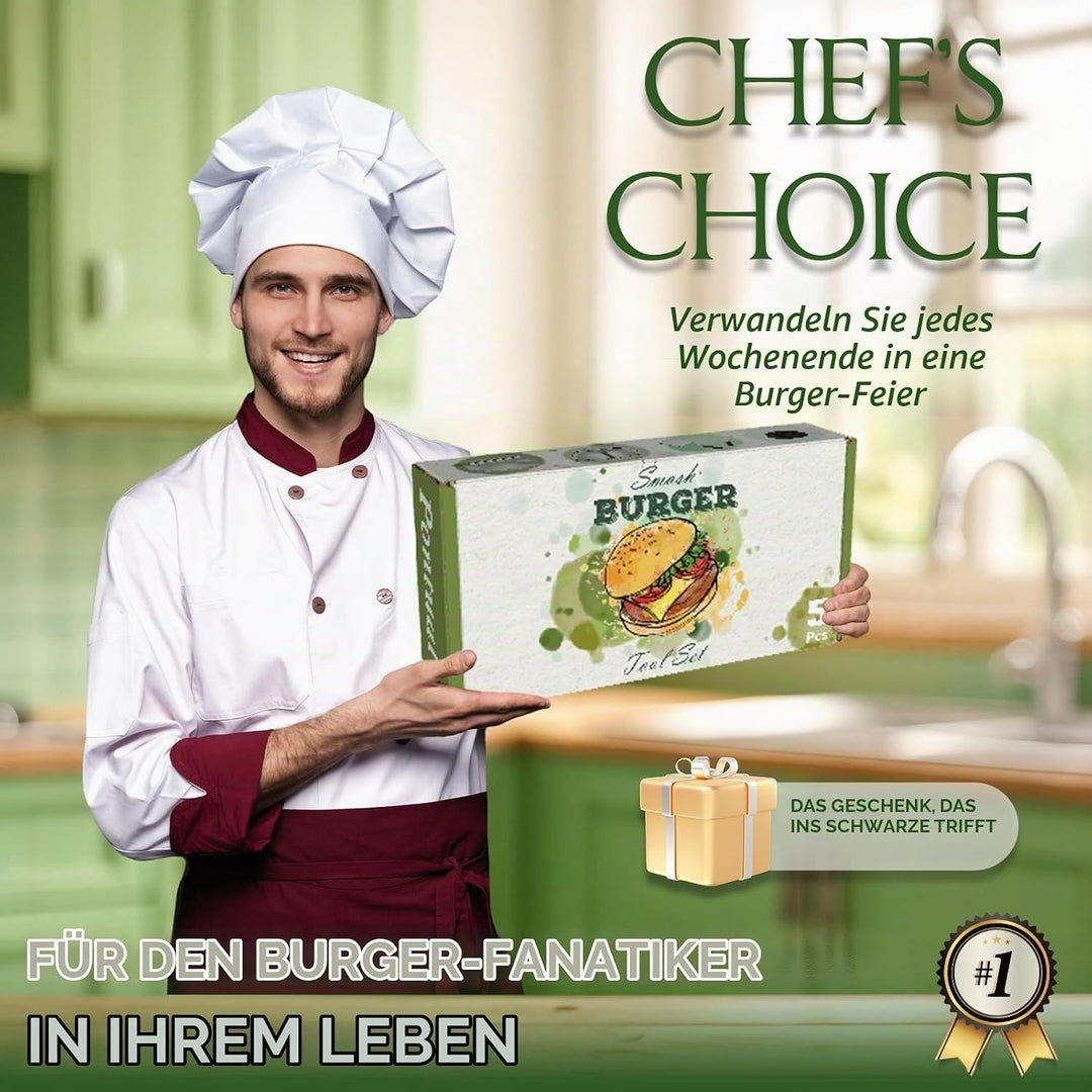 Smash Burger Set 5-TLG, Grillspachtel Set aus Edelstahl für Grillplatte Teppanyaki, Plancha Grill Zu