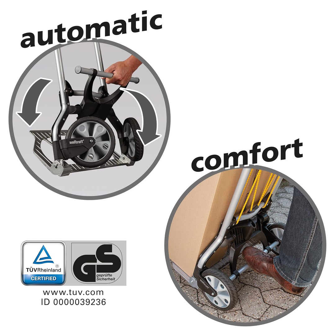 Wolfcraft TS 850 Transportsystem 5501000 / Komfortable & klappbare Sackkarre für Lasten bis zu 100 k