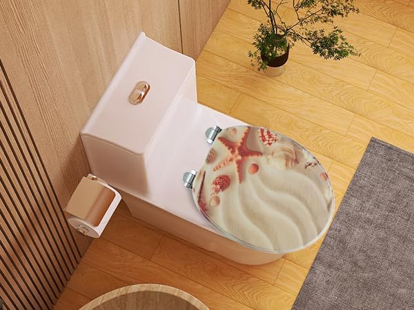 SINOBATH Wc Sitz Mit Absenkautomatik,Hochwertige Toilettendeckel aus Holz, Viele bunte Motive(Musche