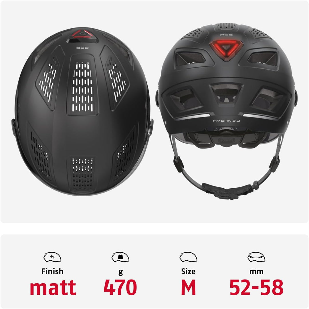 ABUS Stadthelm Hyban 2.0 ACE - Fahrradhelm mit Visier, Licht und ABS-Hartschale - für Damen und Herr