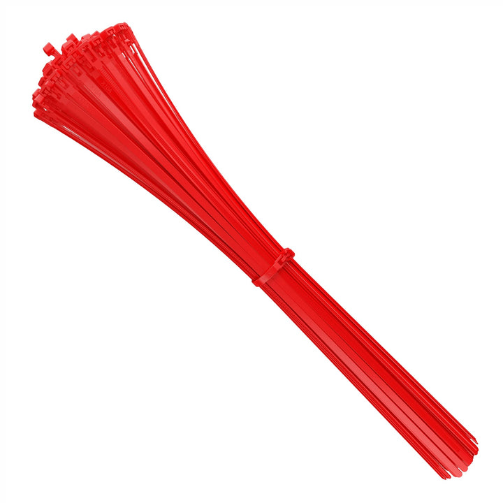 intervisio Kabelbinder Wiederverschliessbar, 540mm x 7,6mm, rot, Extra Lang, 100 Stück, Wiederlösbar