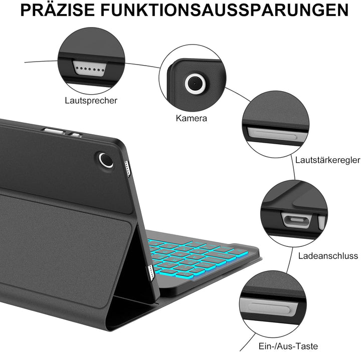 Hülle mit Tastatur für Samsung Galaxy Tab A11+ 11" (2025) & Galaxy Tab A9+ 11" (2023) – Deutsch Keyb