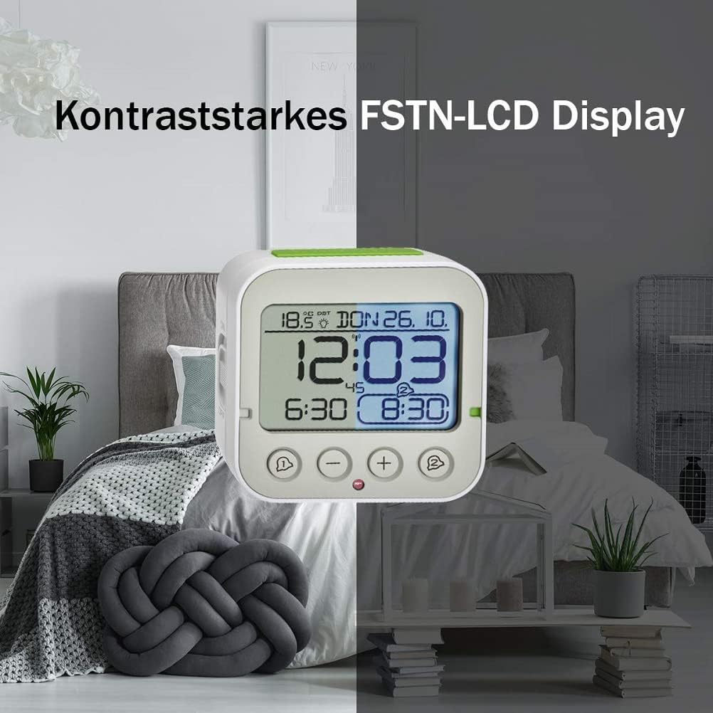 TFA Dostmann Funk Wecker Bingo 2.0, digital, mit Temperaturanzeige, 2 Weckzeiten, batteriebetrieben,
