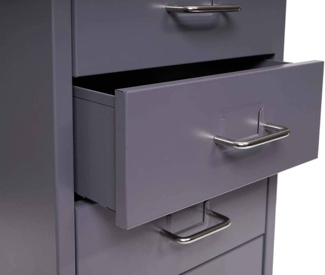Mendler Rollcontainer Boston T851, Schubladenschrank Stahlschrank, 69x28x41cm 6 Schubladen - dunkelg
