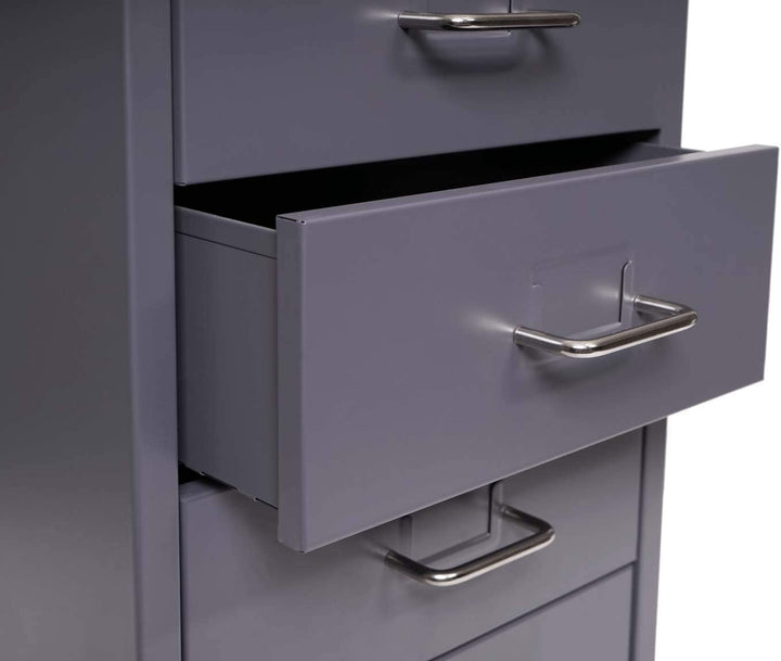 Mendler Rollcontainer Boston T851, Schubladenschrank Stahlschrank, 69x28x41cm 6 Schubladen - dunkelg