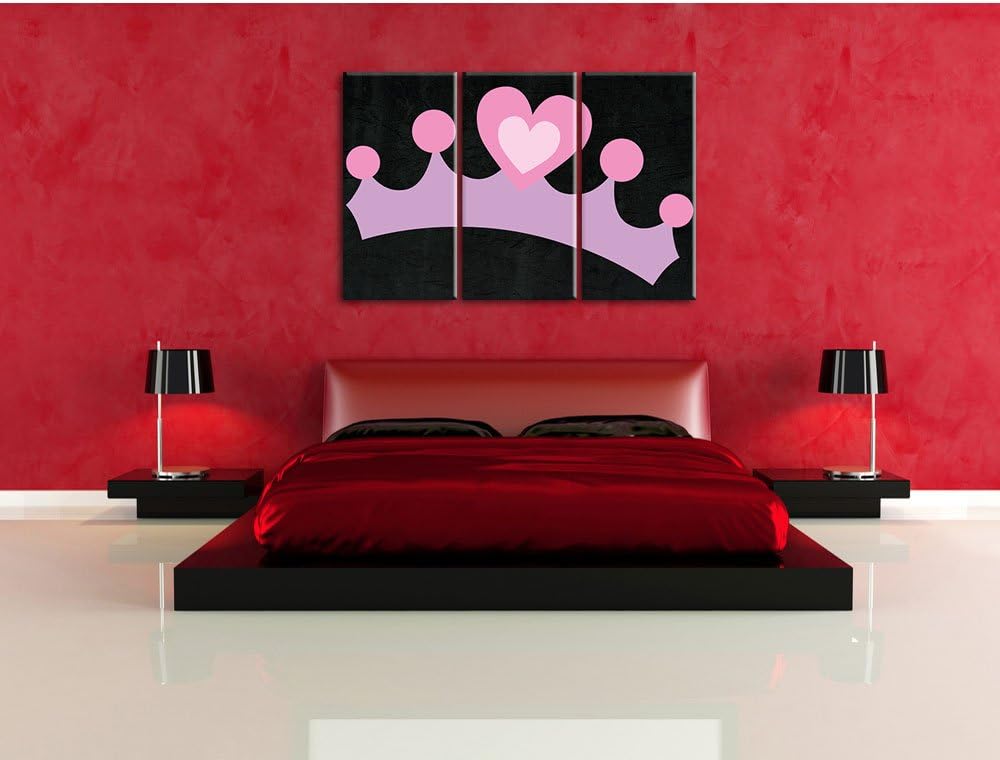 Pixxprint Hübsche Krone als Leinwandbild/Grösse: 3 Teilig (120x80) cm/Wandbild/Kunstdruck/fertig bes