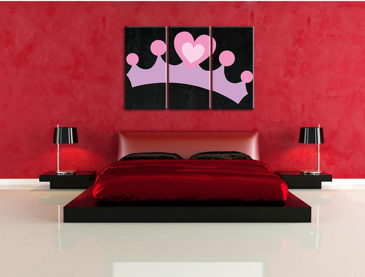 Pixxprint Hübsche Krone als Leinwandbild/Grösse: 3 Teilig (120x80) cm/Wandbild/Kunstdruck/fertig bes