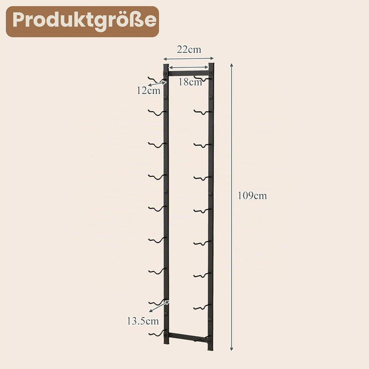 KOMFOTTEU Weinregal Wand für 6/9/12 Flaschen, vertikaler Flaschenhalter aus Metall, dekoratives Häng