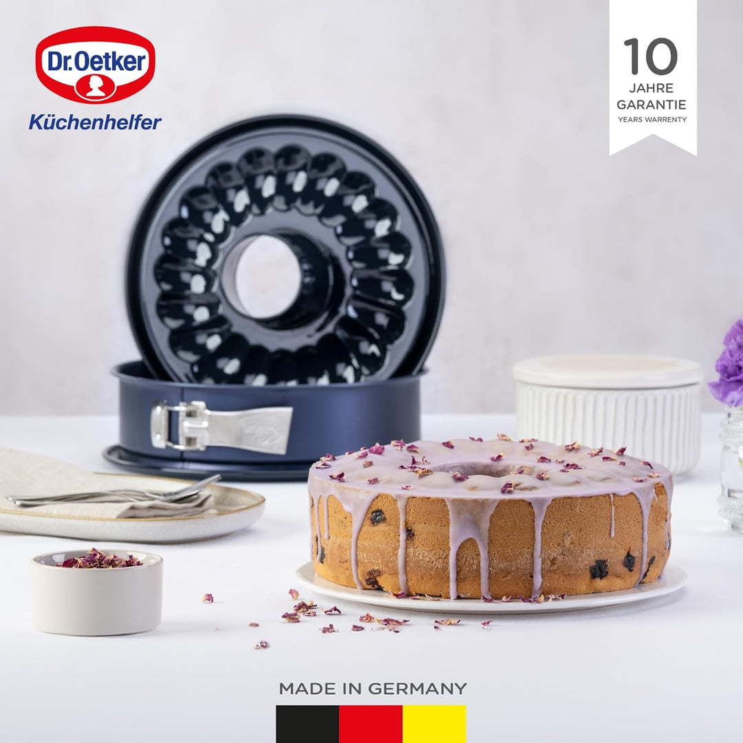 Dr. Oetker Springform Ø 26 cm Back-Liebe Emaille – Inklusive Flach- und Rohrboden – Schnitt- & kratz