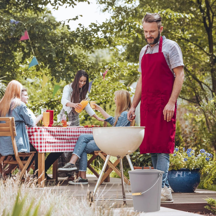 Relaxdays Ascheeimer mit Deckel, 24 Liter, für Kohle & Asche, runder Aschebehälter mit Henkel, Kamin