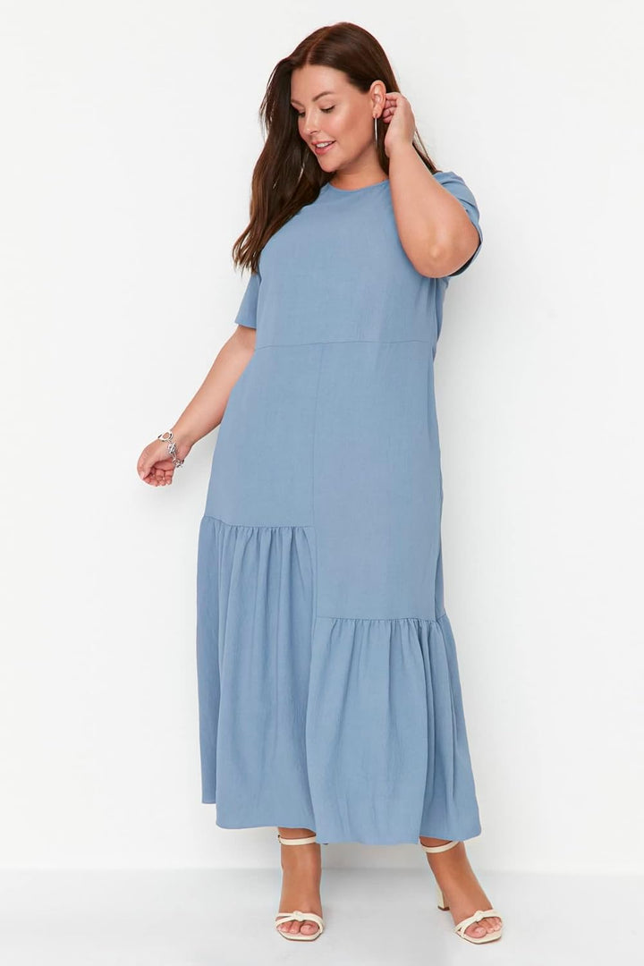 Trendyol Maxi Ruffle Hem Regular Plus Size Dress Kleid,
