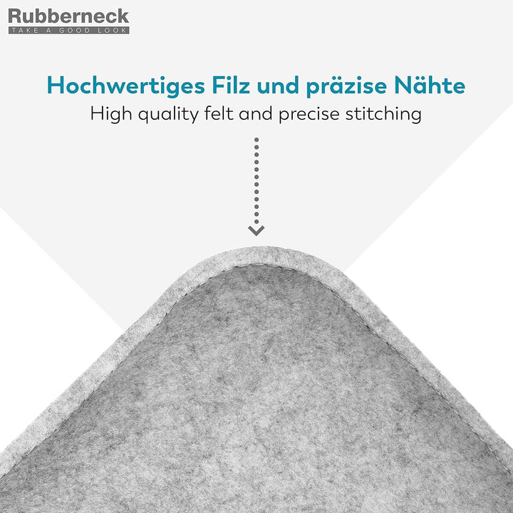 Rubberneck 8er Set rutschfeste Filz Sitzkissen eckig, Stuhlkissen mit Antirutsch-Noppen, hellgrau He