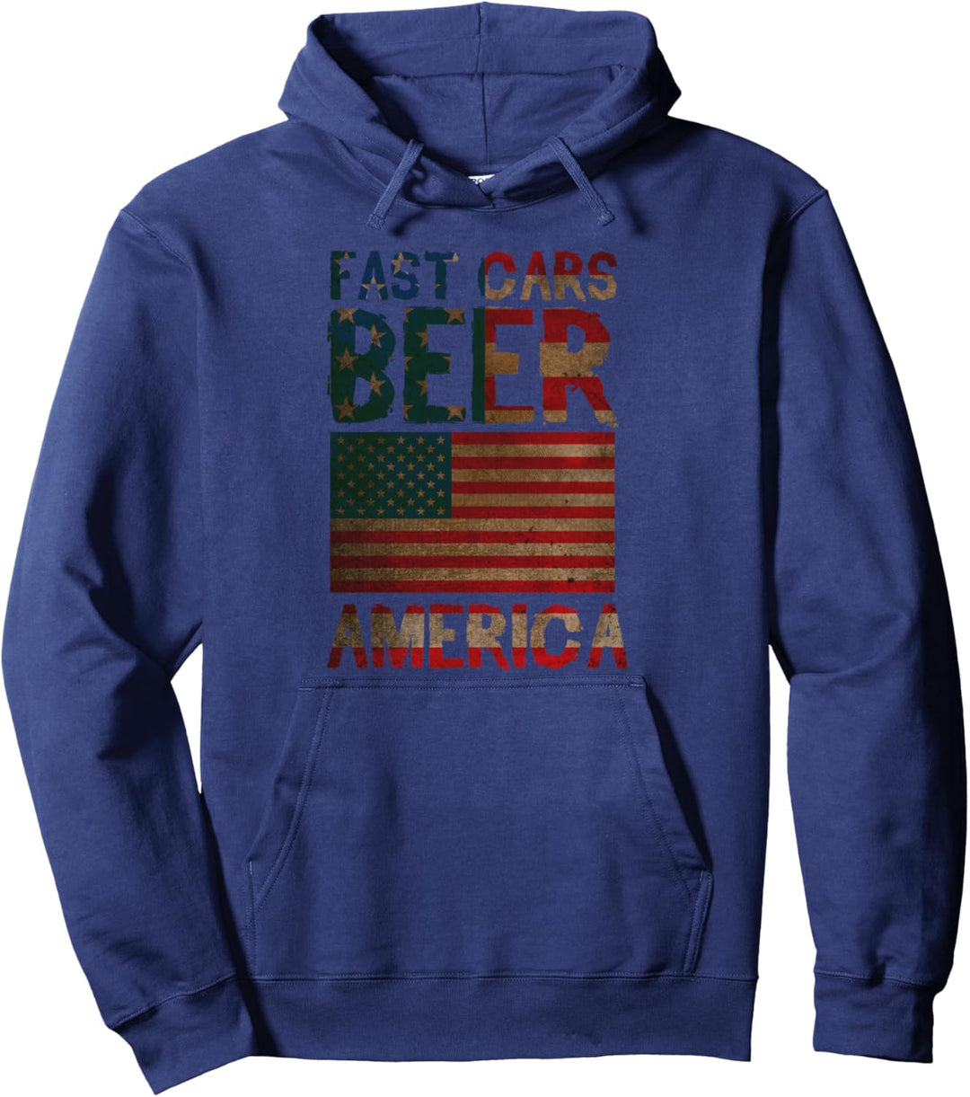 4. Juli Amerikanische USA Lustig - Fast Cars Bier Amerika Pullover Hoodie