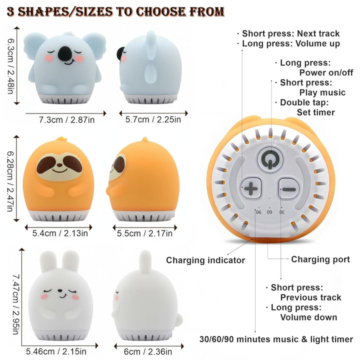Weiches Silikon-Nachtlicht für Kinder – LED-Lampe mit weissem Rauschen und entspannenden Geräuschen