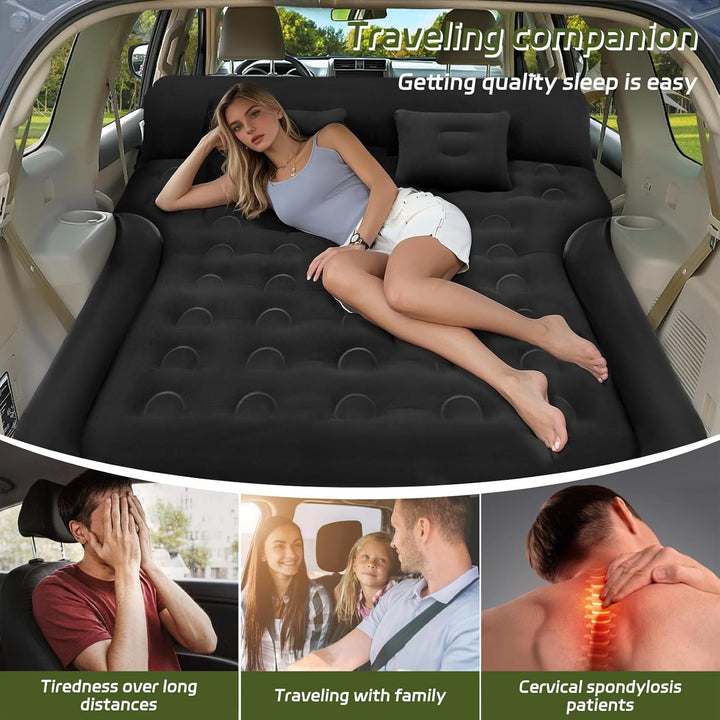 IEEILULU Auto Matratze, 182 * 144cm SUV Auto Luftmatratze mit Luftpumpe, 2 Kissen, Verdickte Beflock