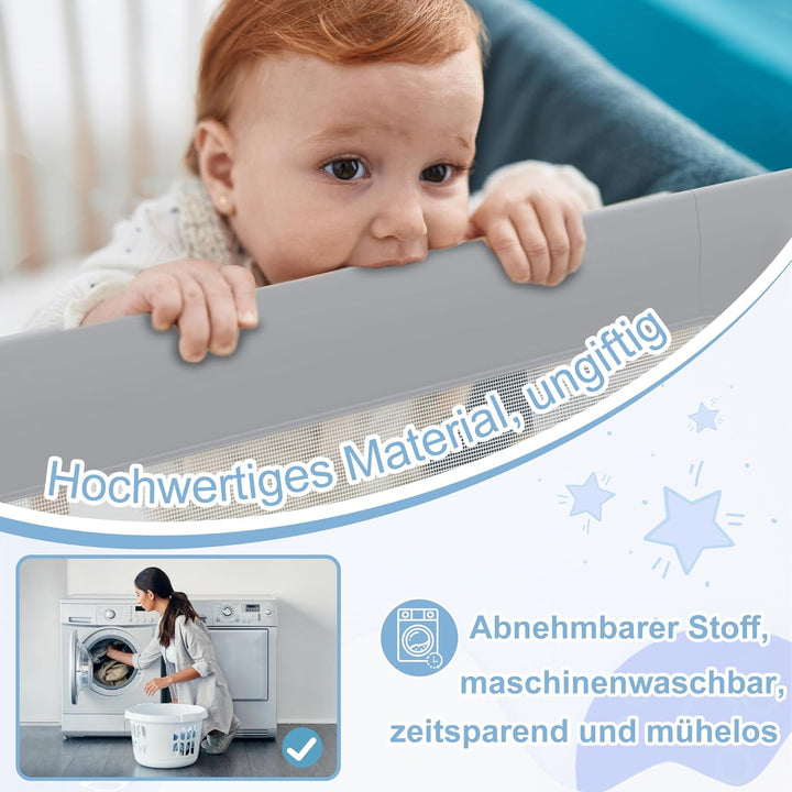 YRHome 150cm Bettgitter Rausfallschutz klappbar 180 Grad drehbar Bettschutzgitter für Kleinkinder lu