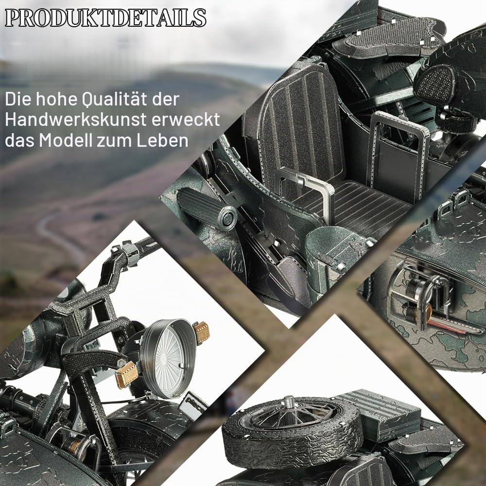 piececool 3D Puzzle Metall Motorradmodell Dreirädrige Motorräder, 3D Metall Puzzle für 340 Edelstahl