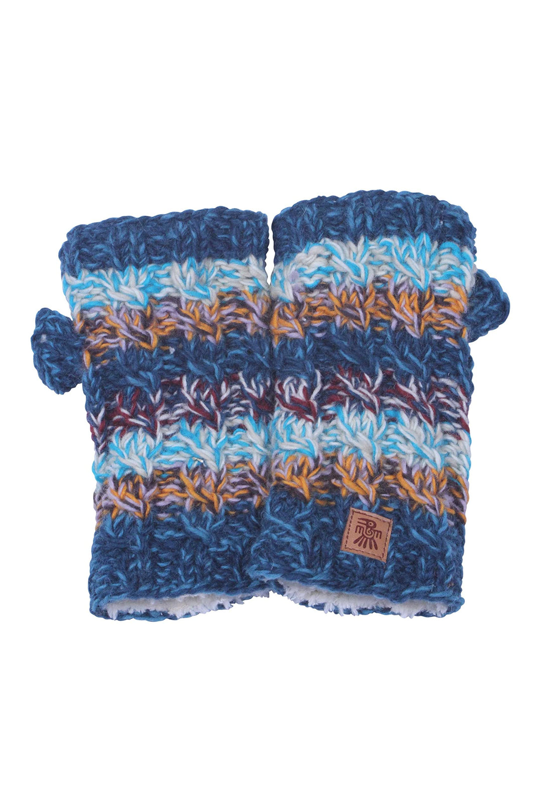 Handwärmer für Damen, Wolle, Sherpa-Fleece, handgestrickt, mehrfarbig, Einheitsgrösse, handgefertigt