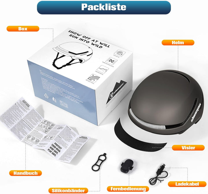 Shinmax Fahrradhelm Damen Herren mit Blinker & Licht, Fahrrad Helm Erwachsene mit USB Wiederaufladba