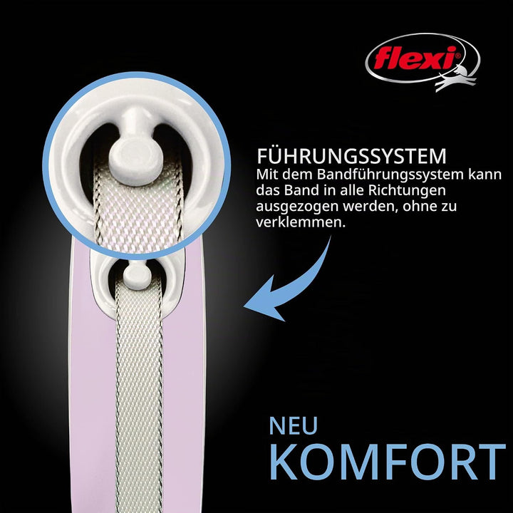 FLEXI® New Comfort einziehbare Hundeleine (Band), ergonomisch, robust und verhedderungsfrei, für Hun