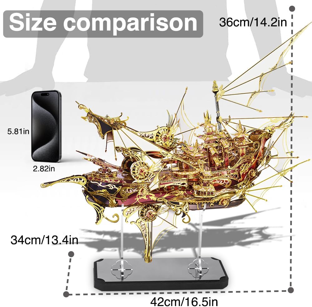 Piececool 3D Puzzle Metall Piratenschiff Drachenboot, 3D Metall Puzzle Segelboot Schiffsset, Modell