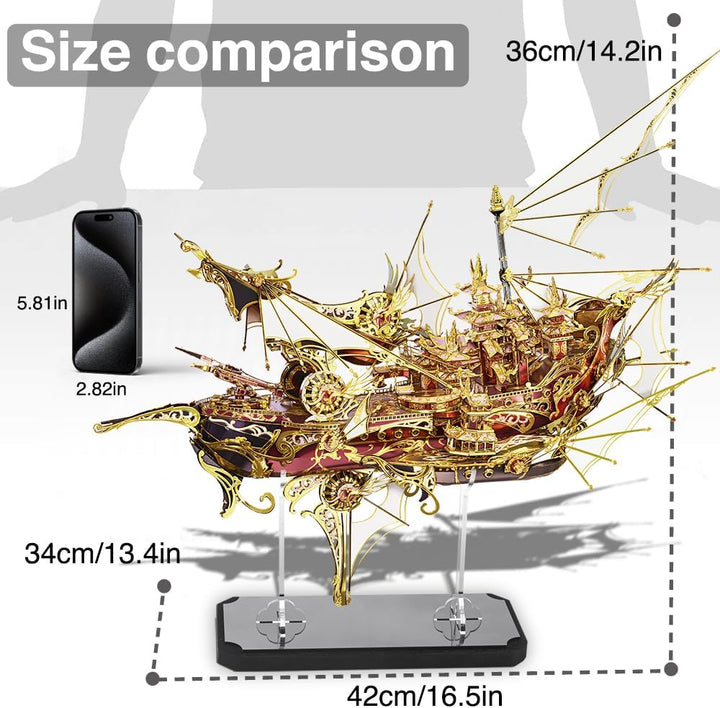 Piececool 3D Puzzle Metall Piratenschiff Drachenboot, 3D Metall Puzzle Segelboot Schiffsset, Modell