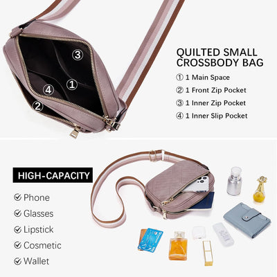 BOSTANTEN Damen Handy Umhängetasche, Crossbody Bag mit verstellbarem Breiter Gurt, PU Leder Gesteppt
