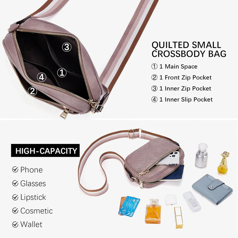 BOSTANTEN Damen Handy Umhängetasche, Crossbody Bag mit verstellbarem Breiter Gurt, PU Leder Gesteppt