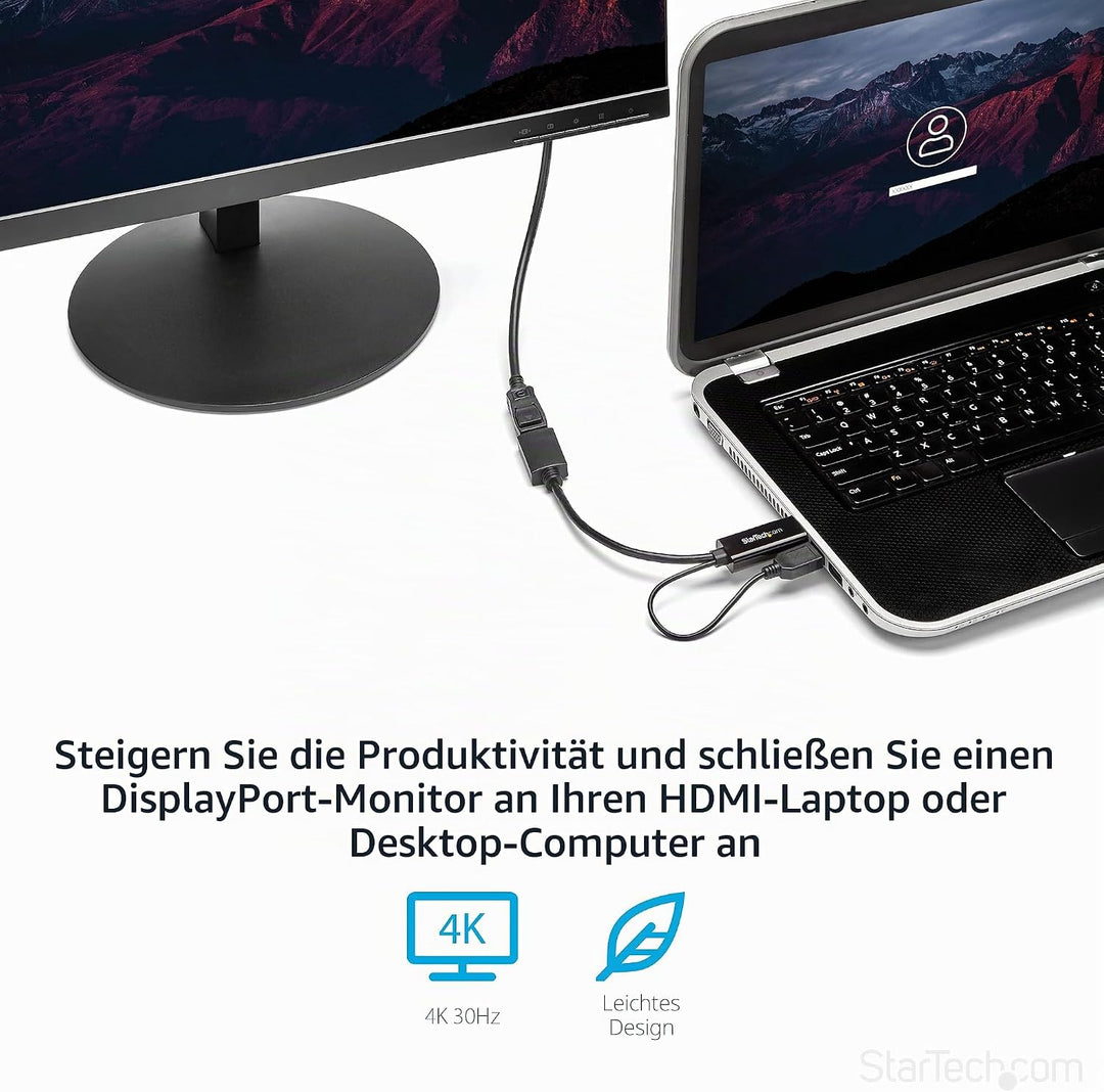 StarTech.com HDMI auf DisplayPort Adapter - HDMI auf DisplayPort Konverter mit USB Power - 4K HDMI z