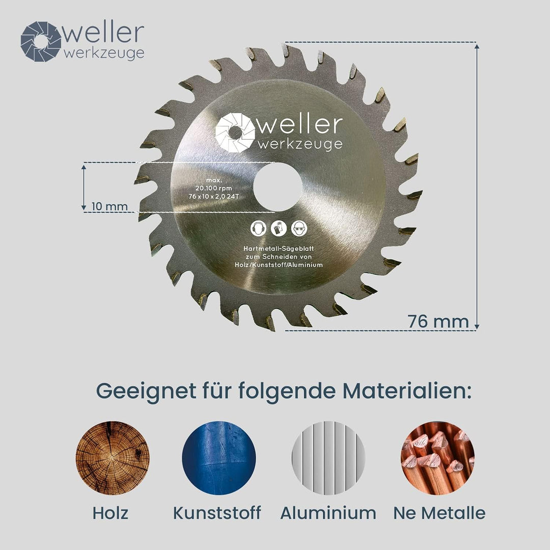 6x Sägeblatt Trennscheiben Set Ø76x10mm für mini Akku Winkelschleifer 10,8V 12V für alle Materialien