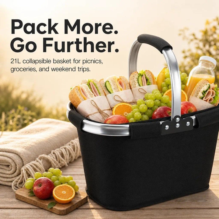 21L Faltbar Einkaufskorb,Picknickkorb,Tragekorb mit gepolstertem Griff,ideal für Einkaufen,Picknick