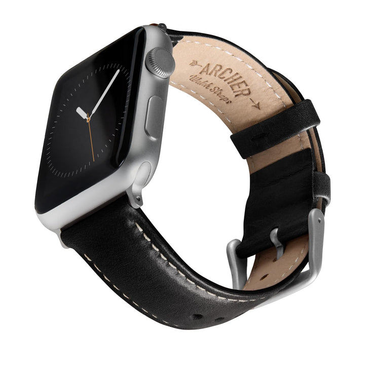 Archer Watch Straps - Uhrenarmbänder aus Hochwertigem Genarbtem Leder für Apple Watch Black/Naturwei