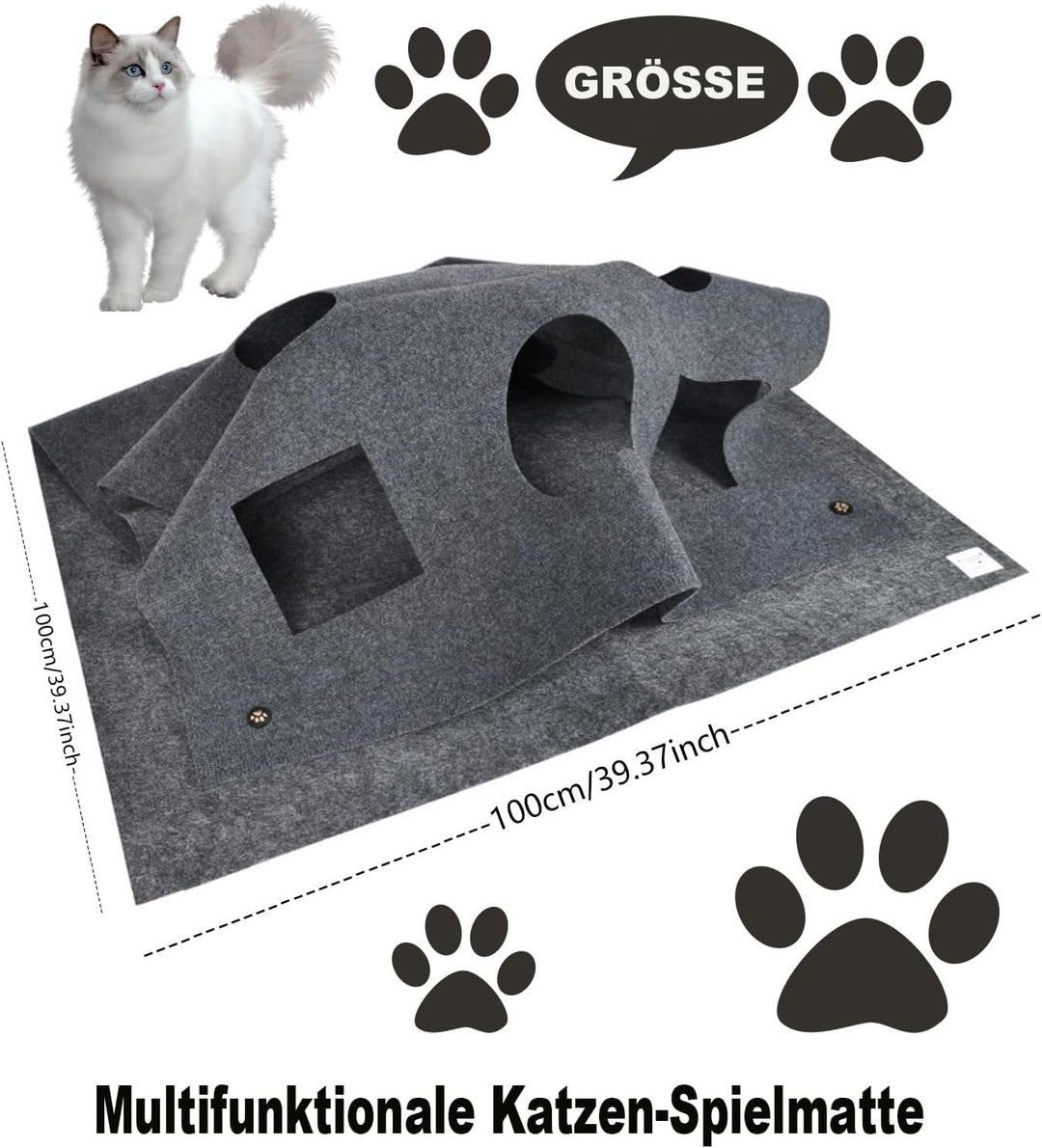 Katzenspielzeug und Kratzmatte, Spielmatte für Katzen, Interaktive Trainingsmatte, Katzenteppich Cat