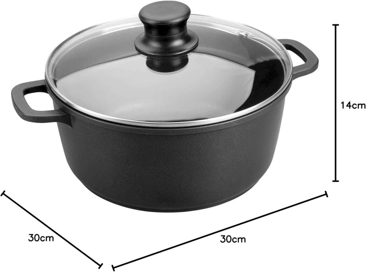 Lacor 25828 Bratentopf mit Glasdeckel 28 cm, Giessen Aluminium, 28 cm