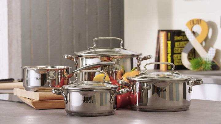 Tefal A702A8 Intuition Edelstahl Kochtopf-Set 7-Teilig | Geeignet für alle Herdarten | Messskala an